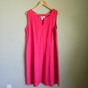 Coldwater Creek‎ Midi Dress Size L Petite Pink Sleeveless Linen Cotton Blend